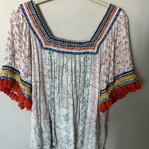 Maeve Anthropologie Paolina Tasseled Top whimsical fairy MP - Picture 4 of 6